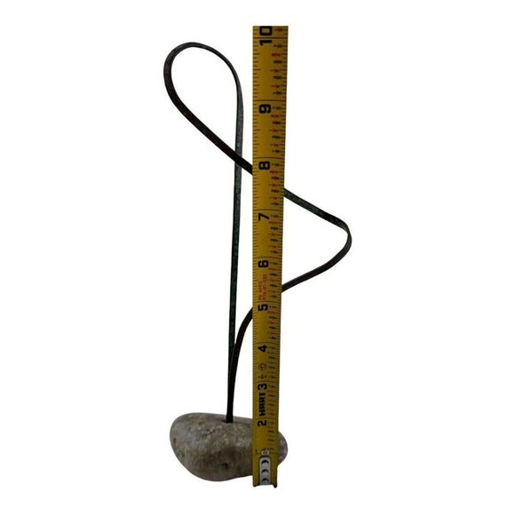 Abstract Stone & Metal Sculpture - 10” Minimalist Art Brutalist MCM Kinetic - Picture 6 of 8